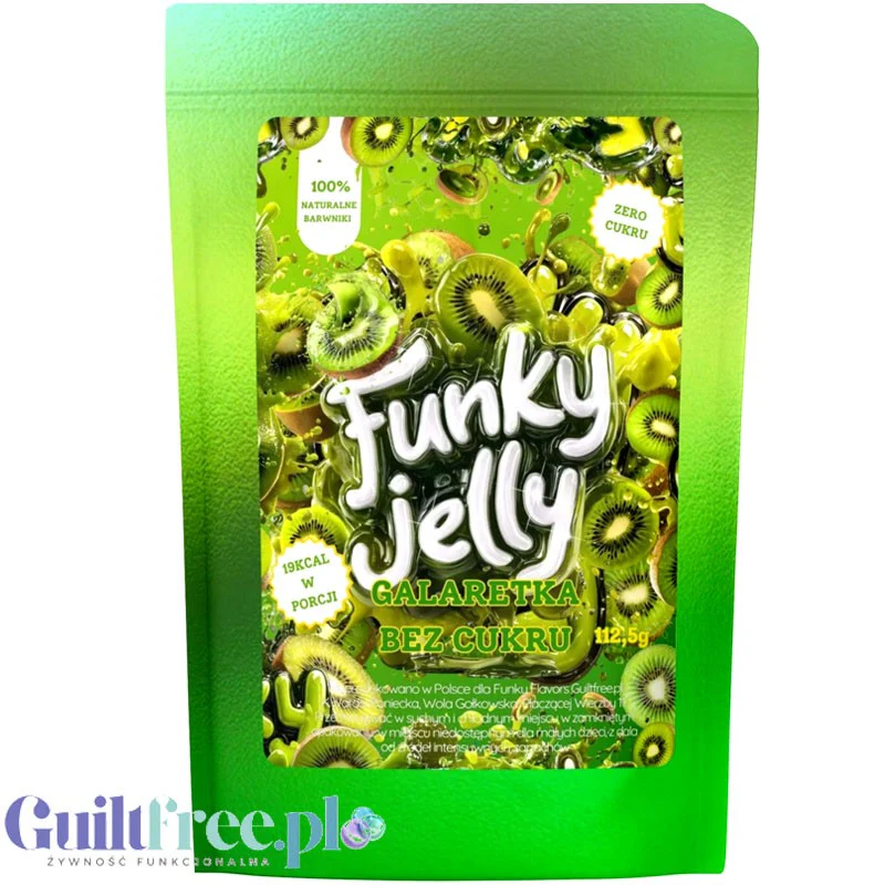 Funky Jelly Kiwi Galaretka instant x 15 porcji - KWAŚNA (!) galaretka bez cukru tylko 19kcal