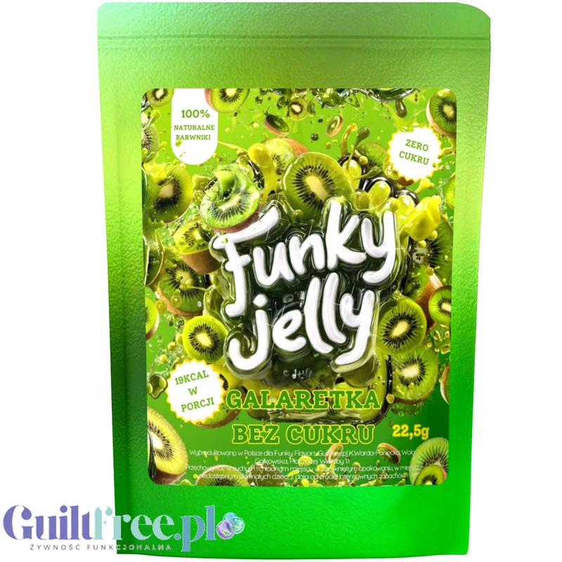 Funky Jelly Kiwi Galaretka instant x 3 porcje - KWAŚNA (!) galaretka bez cukru tylko 19kcal