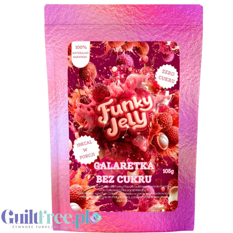 Funky Jelly Lychee x 15 porcje - galaretka light bez cukru 19kcal, smak liczi