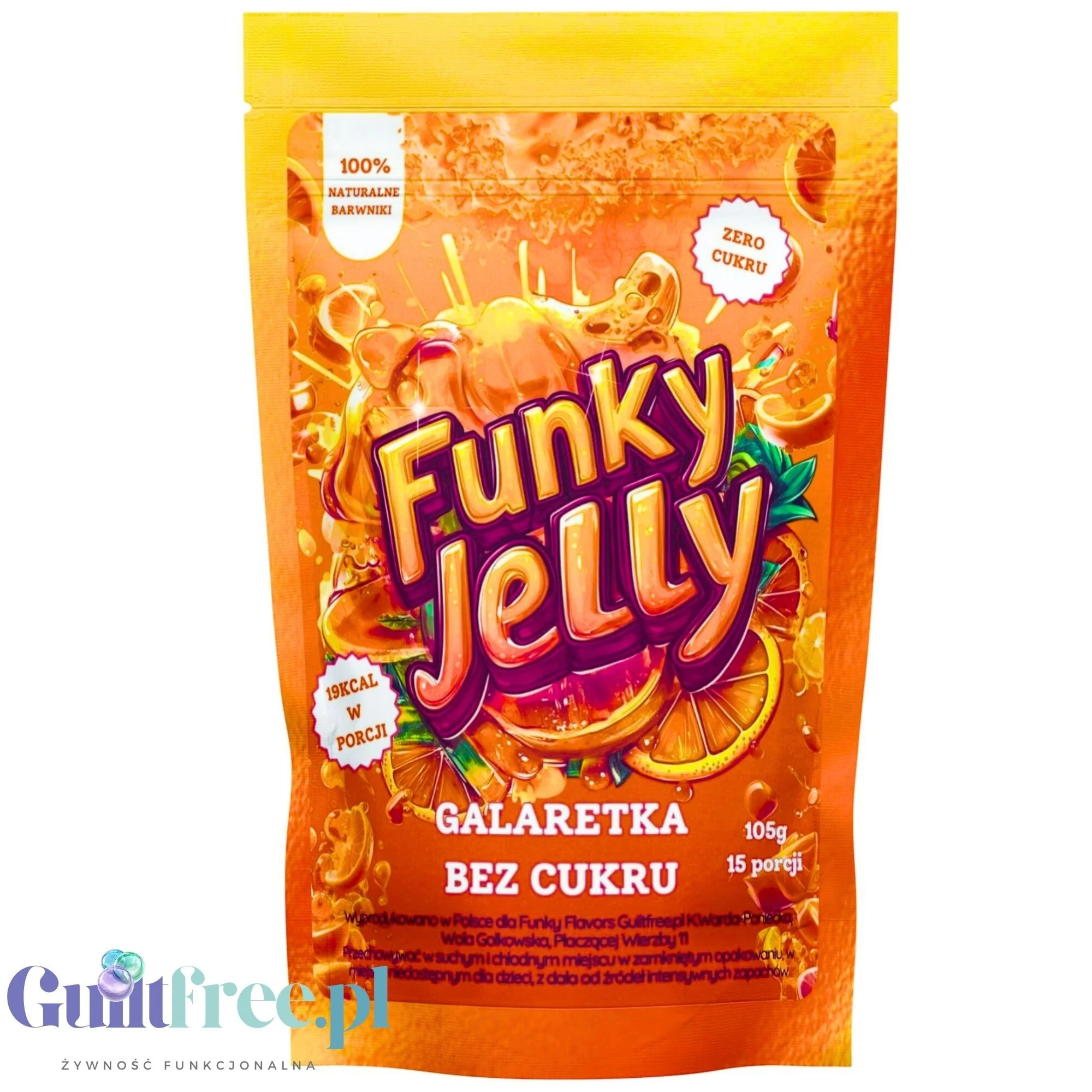 Funky Jelly Orange Galaretka Pomarańczowa x 15 porcji - galaretka bez cukru o smaku pomarańczowym