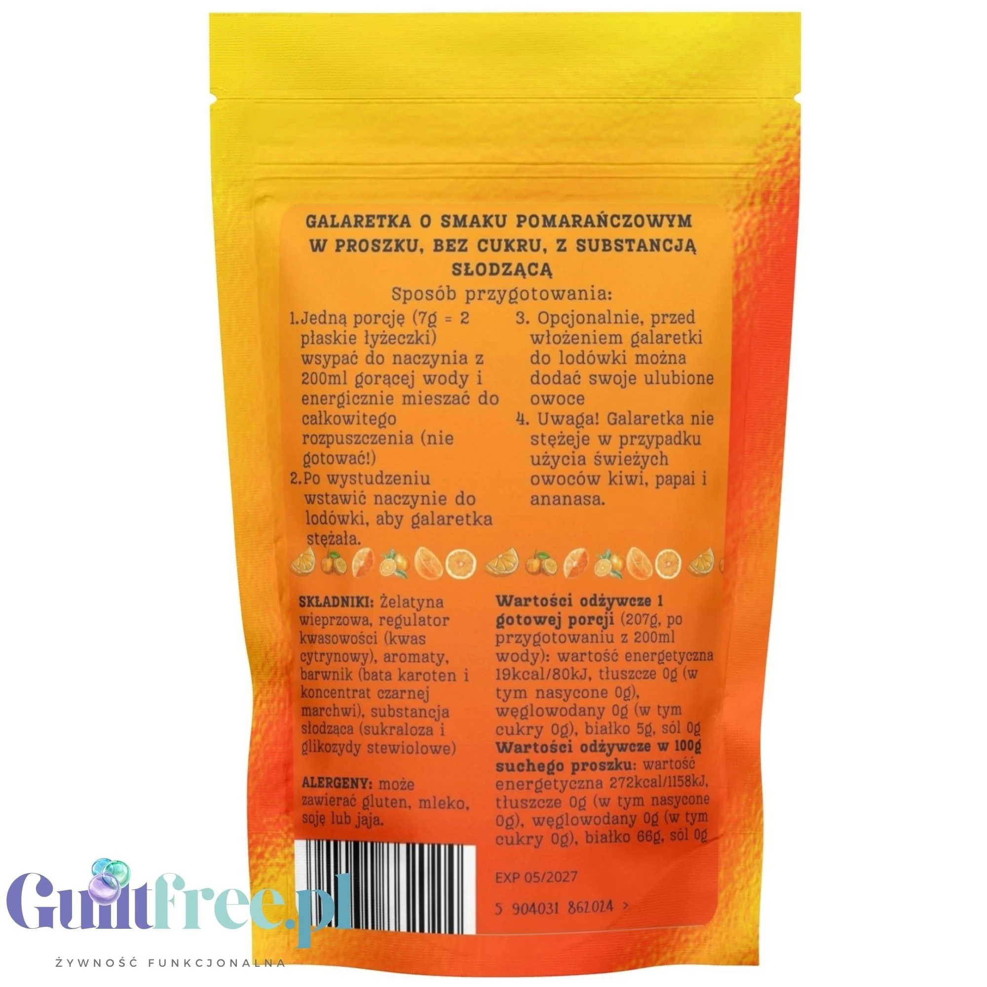 Funky Jelly Orange Galaretka Pomarańczowa x 15 porcji - galaretka bez cukru o smaku pomarańczowym - Image 2
