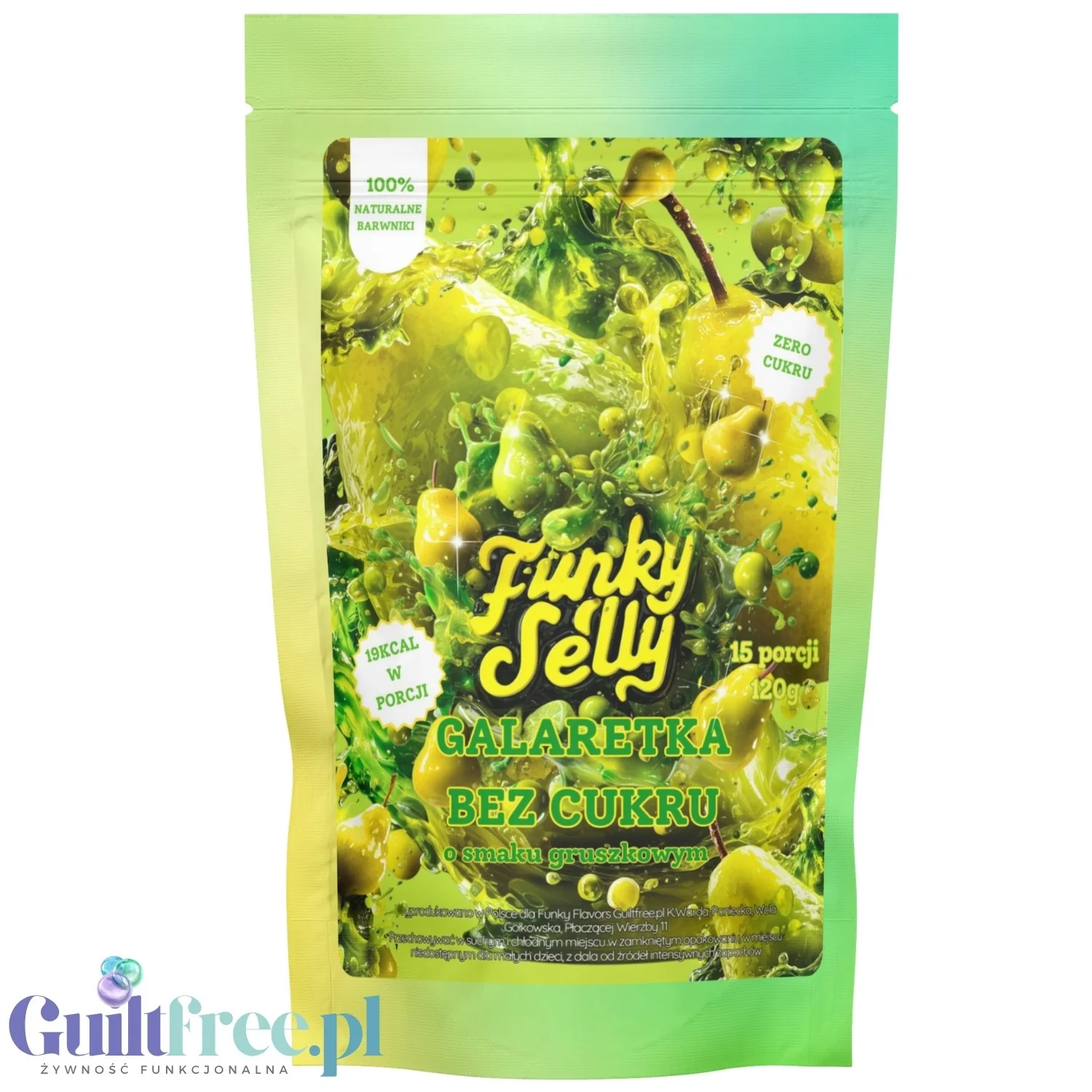 Funky Jelly Pear x 15 porcji - galaretka bez cukru 19kcal, smak gruszkowy