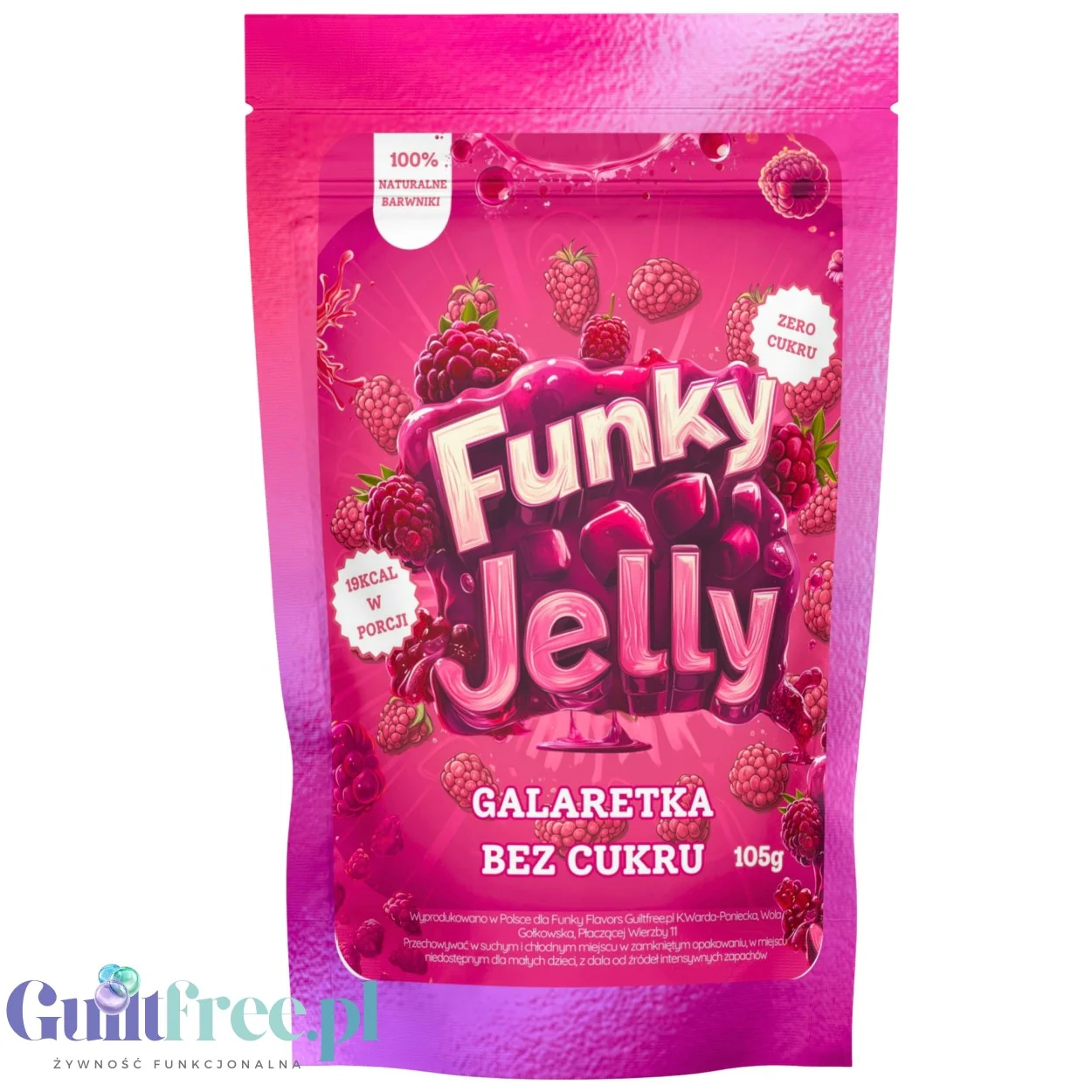 Funky Jelly Raspberry Galaretka Malinowa x 15 porcji - galaretka bez cukru o smaku malinowym