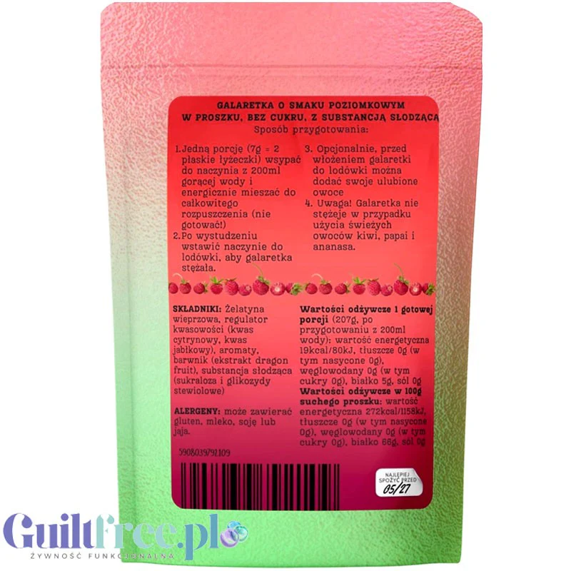 Funky Jelly Wild Strawberry Galaretka instant x 15 porcji - galaretka bez cukru o smaku poziomkowym - Image 2