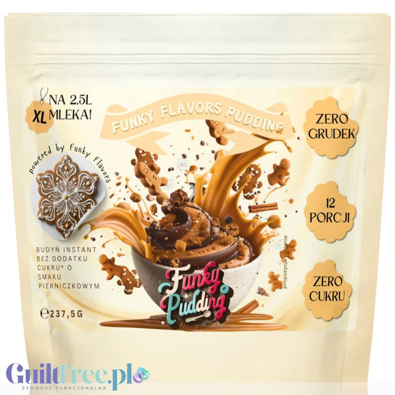 Funky Pudding Gingerbread - kremowy budyń bez cukru o smaku pierniczkowym, 12 porcji