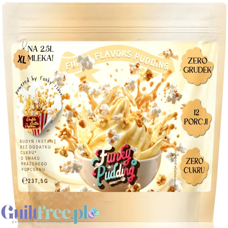 Funky Pudding Popcorn - budyń bez cukru o smaku słodko-słonego popcornu, 12 porcji