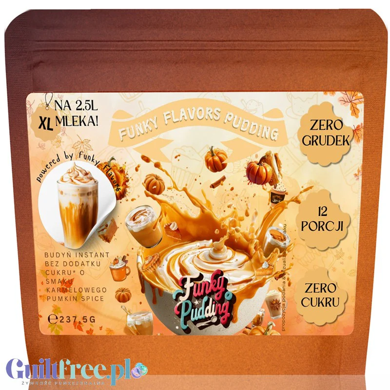 Funky Pudding Pumpkin Spice - budyń bez cukru o smaku karmelowego pumpkin spice latte, 12 porcji