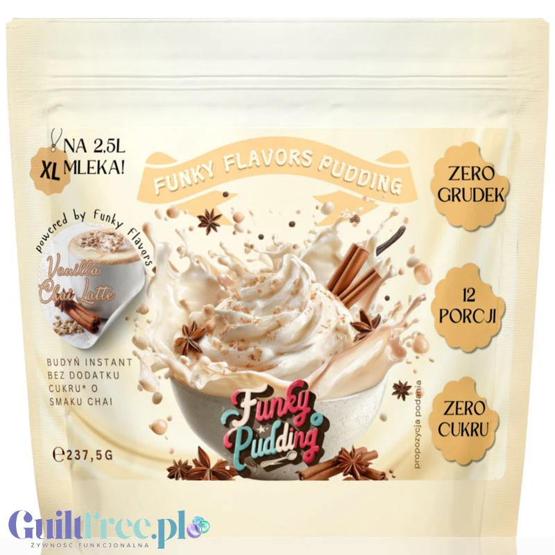 Funky Pudding Vanilla Chai - kremowy budyń bez cukru o smaku waniliowo-korzennym, 12 porcji