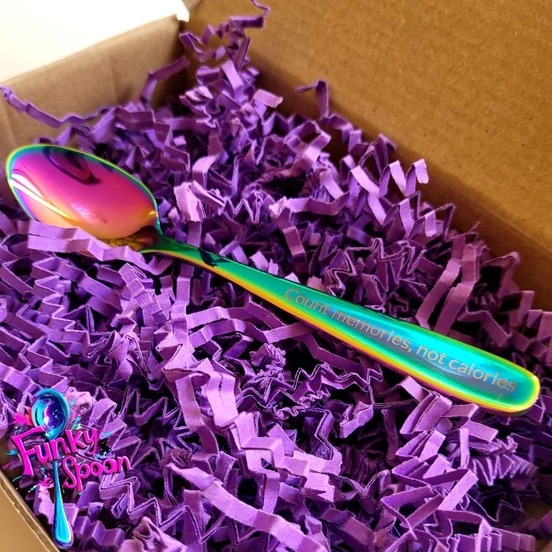 Funky Spoon grawerowana łyżka z afirmacją, Tęcza 14cm, Count Memories, not Calories - Image 7