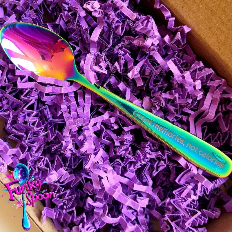 Funky Spoon grawerowana łyżka z afirmacją, Tęcza 14cm, Count Memories, not Calories - Image 9