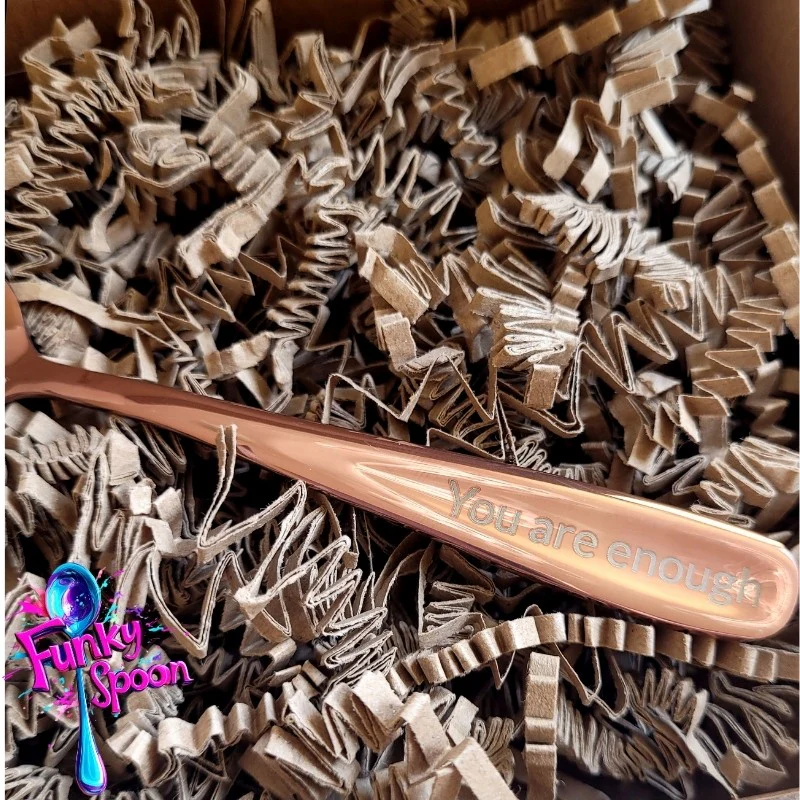 Funky Spoon grawerowana łyżka z afirmacją, Rose Gold 14cm, You are Enough - Image 2