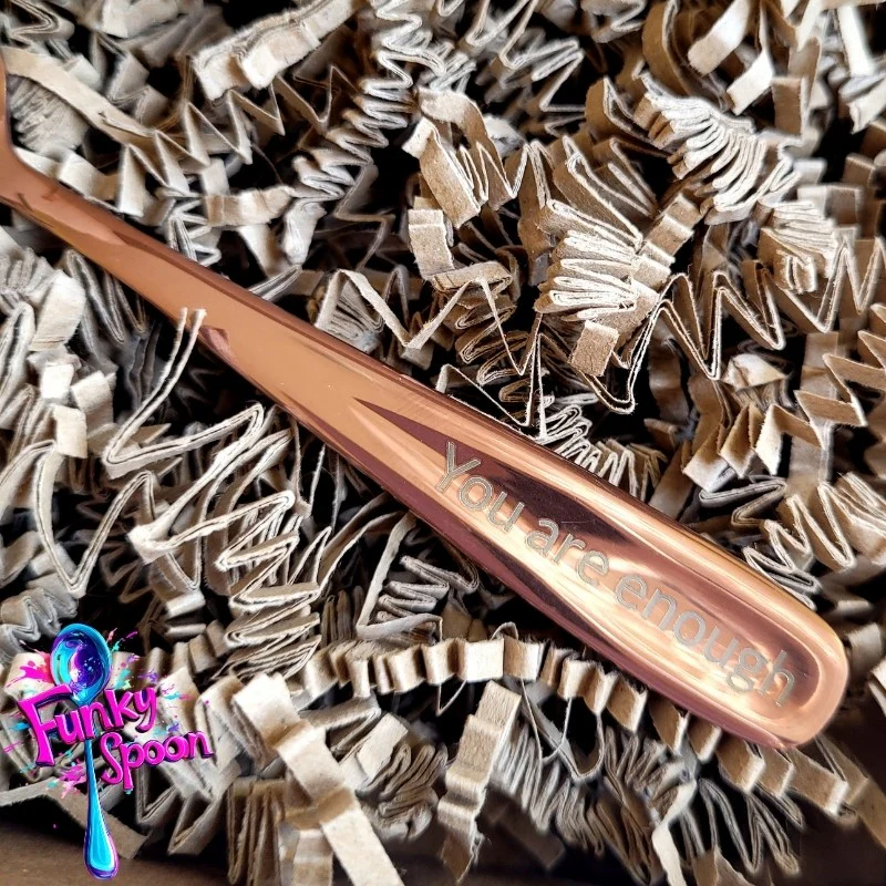 Funky Spoon grawerowana łyżka z afirmacją, Rose Gold 14cm, You are Enough - Image 4