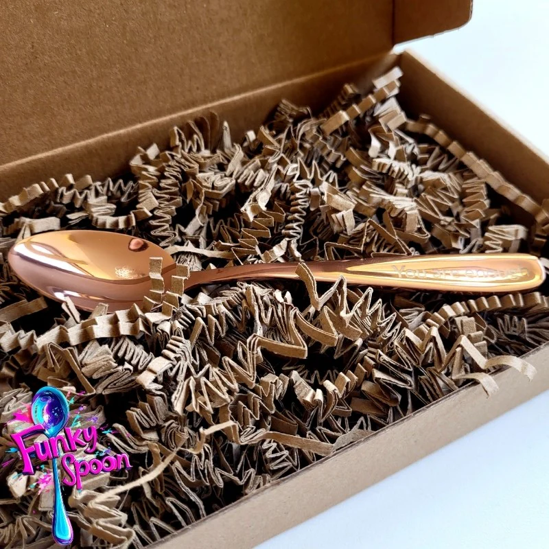 Funky Spoon grawerowana łyżka z afirmacją, Rose Gold 14cm, You are Enough - Image 5