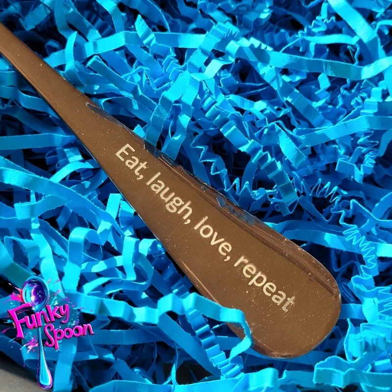 Funky Spoon grawerowana łyżka z afirmacją, Rose Gold 19cm, Eat, Love, Laugh, Repeat - Image 7