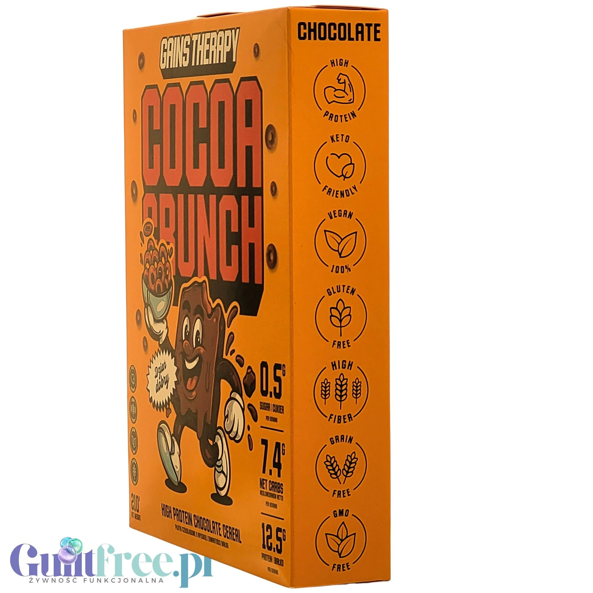 Gains Therapy Cocoa Crunch - bezglutenowe keto płatki czekoladowe o wysokiej zawartości białka - Image 2
