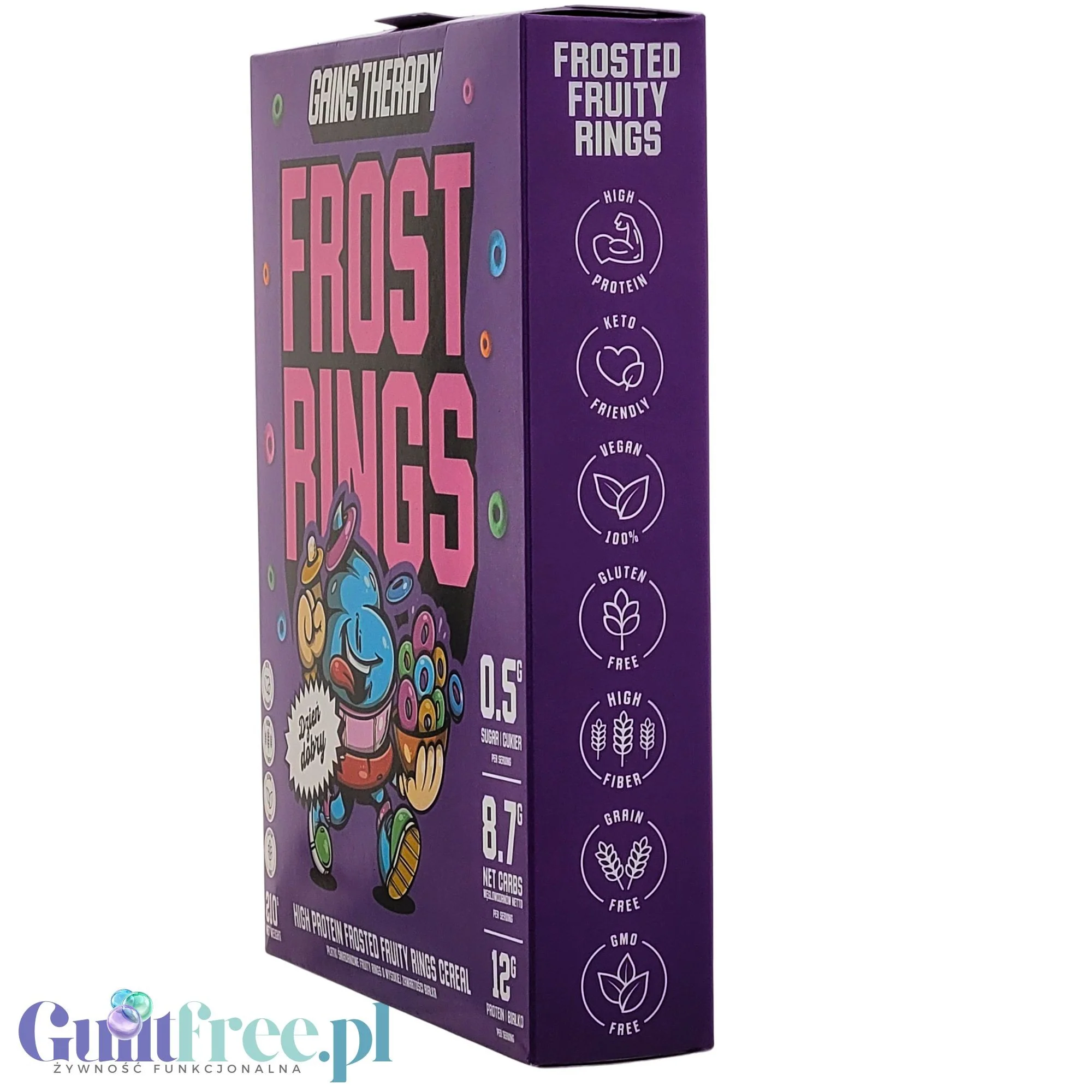 Gains Therapy Frost Rings - bezglutenowe keto płatki truskawka & miód o wysokiej zawartości białka - Image 3