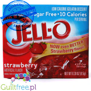JellO Strawberry - galaretka 10kcal zero cukru, instant, smak truskawkowy