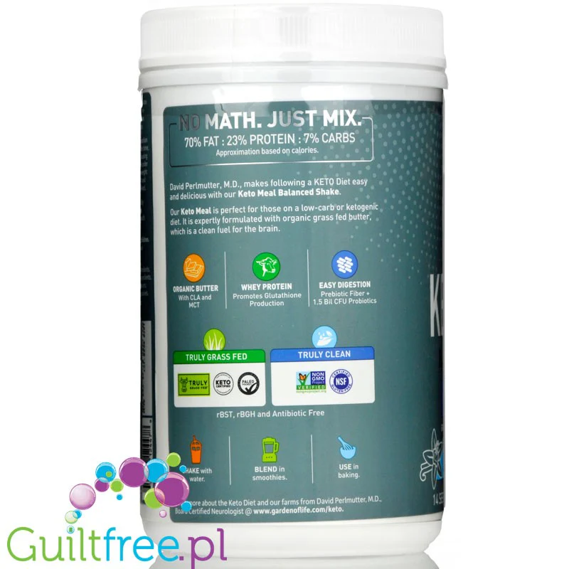 Garden of Life Keto Meal Balanced Shake, Chocolate - ketogeniczny koktajl z Lactobacillus plantarum - Image 2