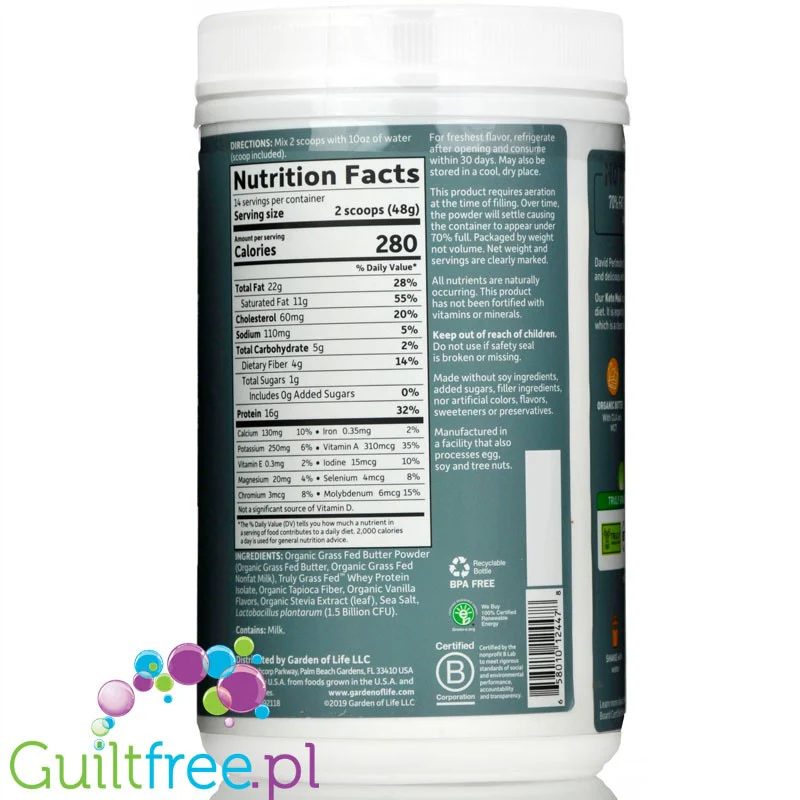 Garden of Life Keto Meal Balanced Shake, Chocolate - ketogeniczny koktajl z Lactobacillus plantarum - Image 3