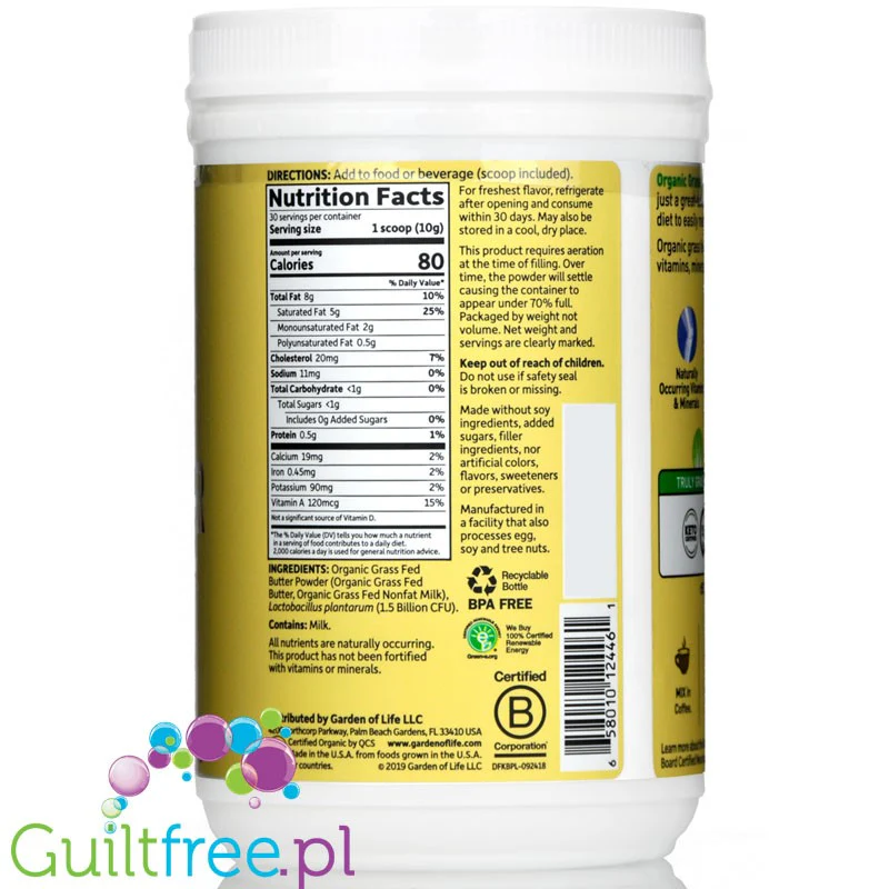 Garden of Life Keto Butter Powder - organiczne masło w proszku grass fed - Image 2