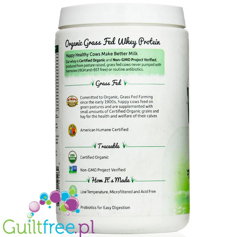 Garden of Life Organic Whey Grass Fed, Vanilia - bio odżywka białkowa bez cukru, sukralozy, glutenu i soi - Image 2