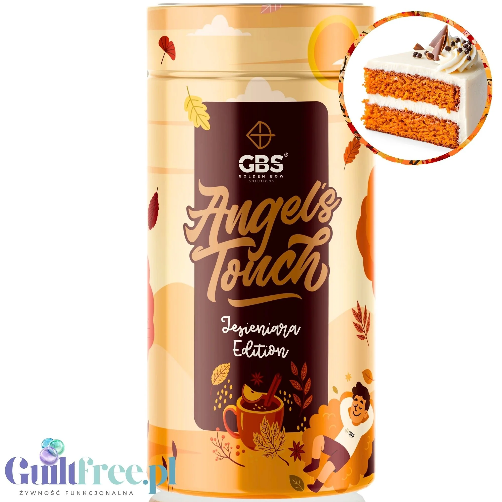 GBS Angel's Touch, Ciasto Marchewkowe 100g - smakowa kawa rozpuszczalna o podwyższonej zawartości kofeiny bez cukru