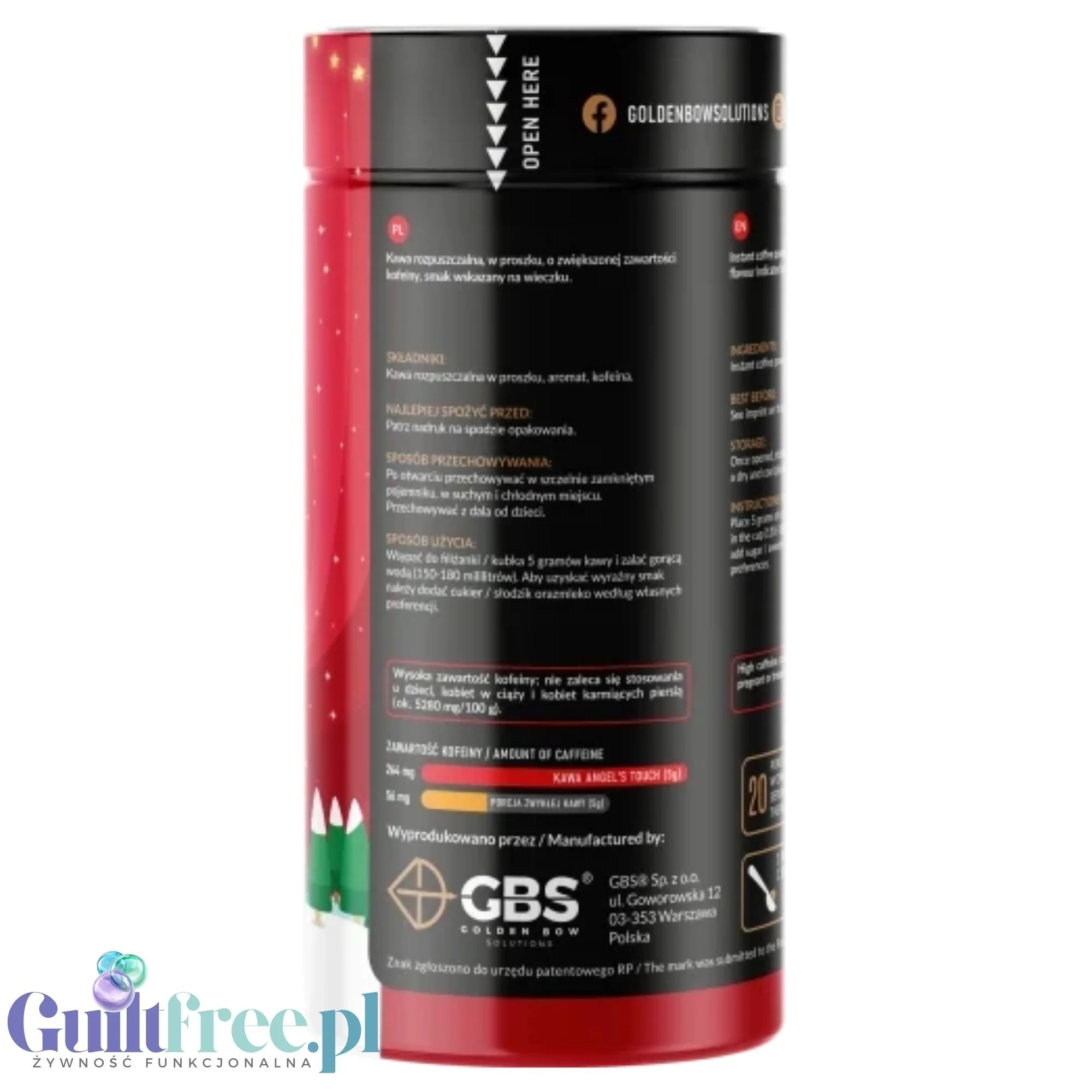 GBS Angel's Touch, Pierniczki W Czekoladzie 100g - smakowa kawa rozpuszczalna o podwyższonej zawartości kofeiny bez cukru - Image 3