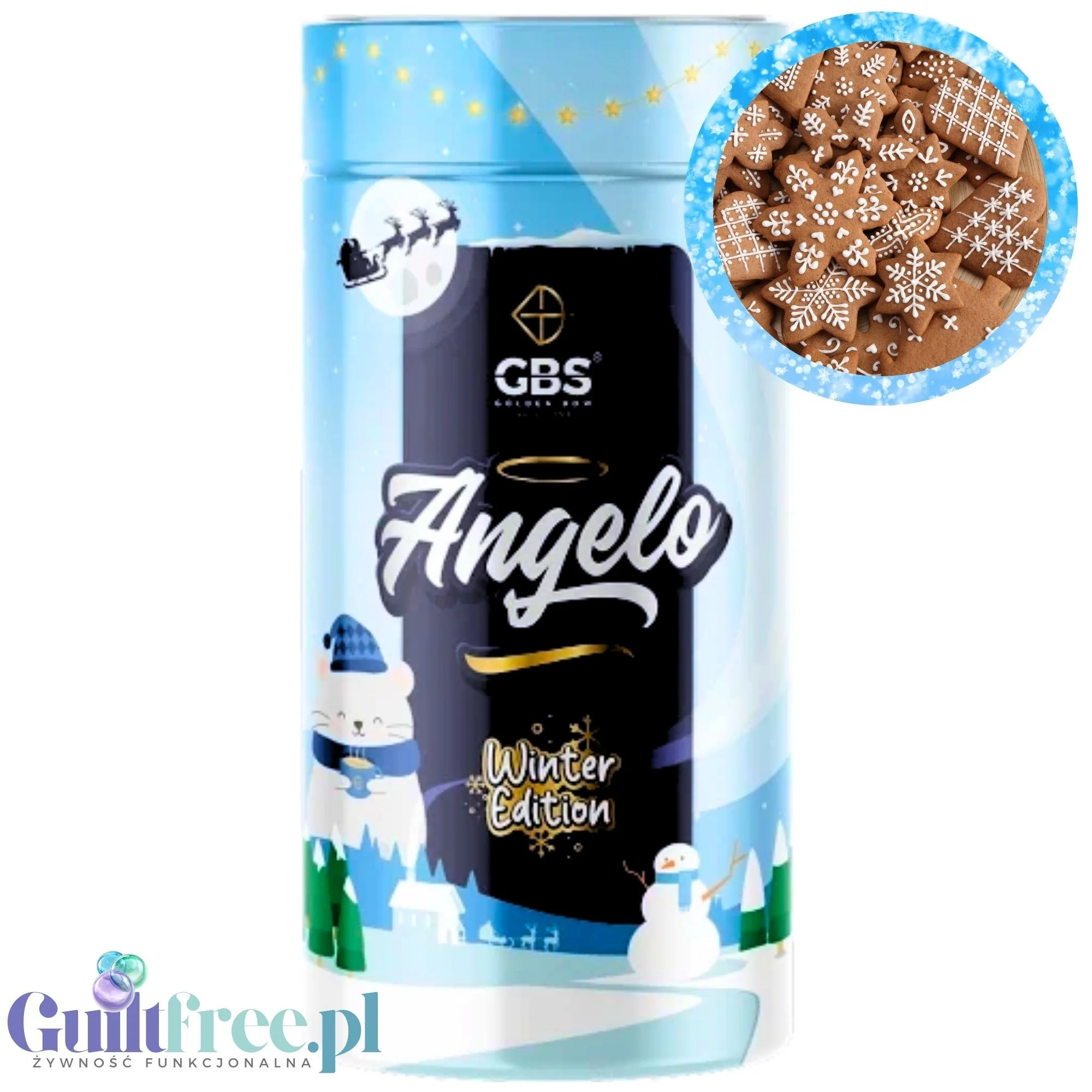 GBS Angelo, Ciasteczka Św. Mikołaja 100g - smakowa kawa rozpuszczalna, sezonowa edycja limitowana Zimowa