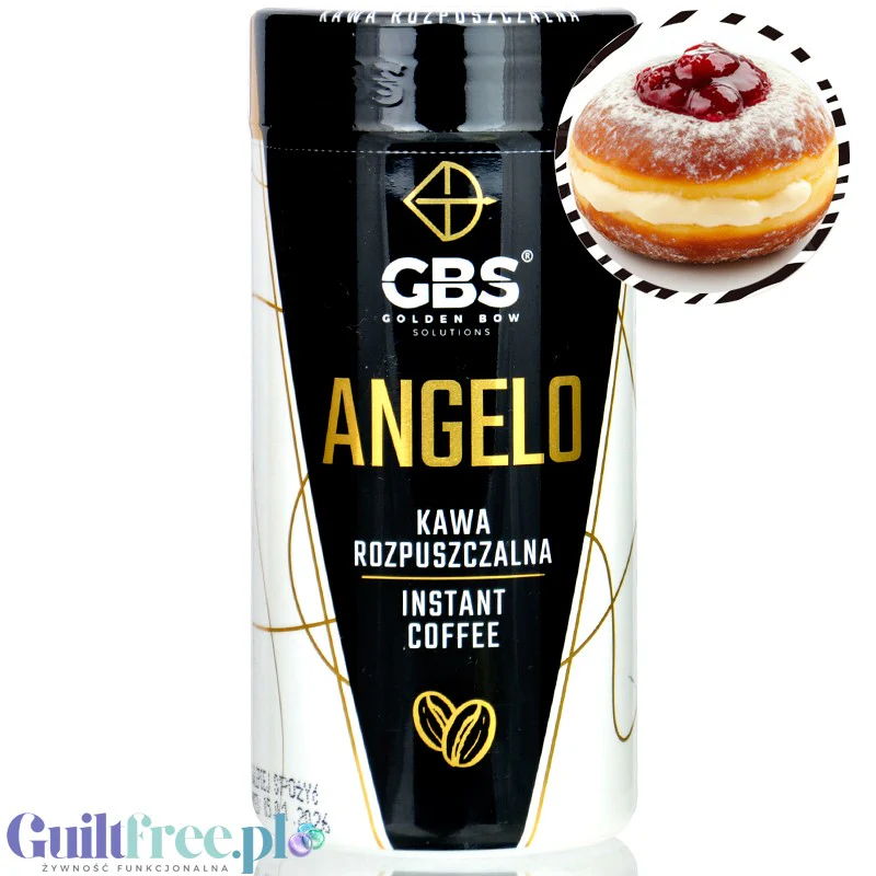 GBS Angelo Pączek z Budyniem i Wiśnią - smakowa kawa rozpuszczalna 60mg kofeiny bez cukru i słodzików