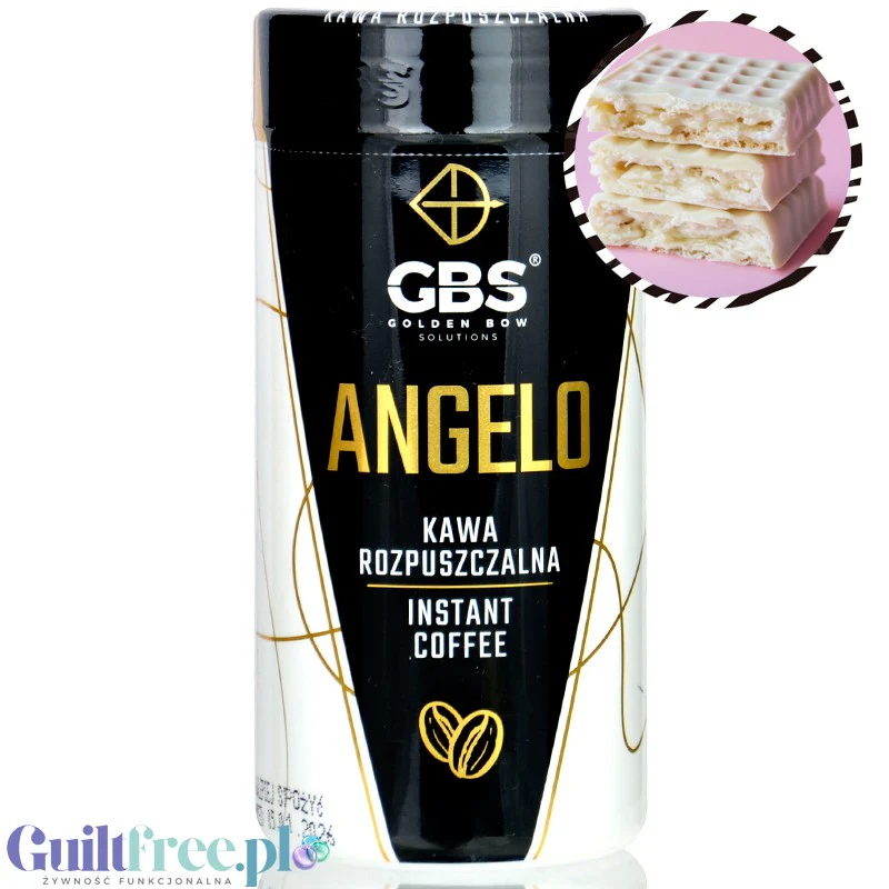 GBS Angelo Wafel w Białej Czekoladzie - smakowa kawa rozpuszczalna 60mg kofeiny bez cukru i słodzików
