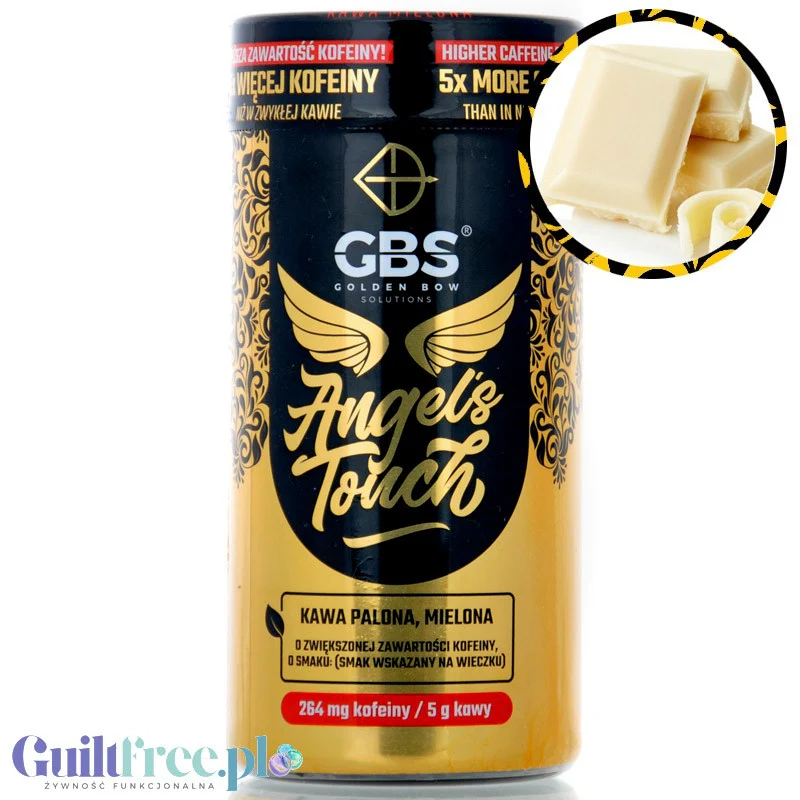 GBS Angel's Touch kawa palona, mielona o podwyższonej zawartości kofeiny Biała Czekolada