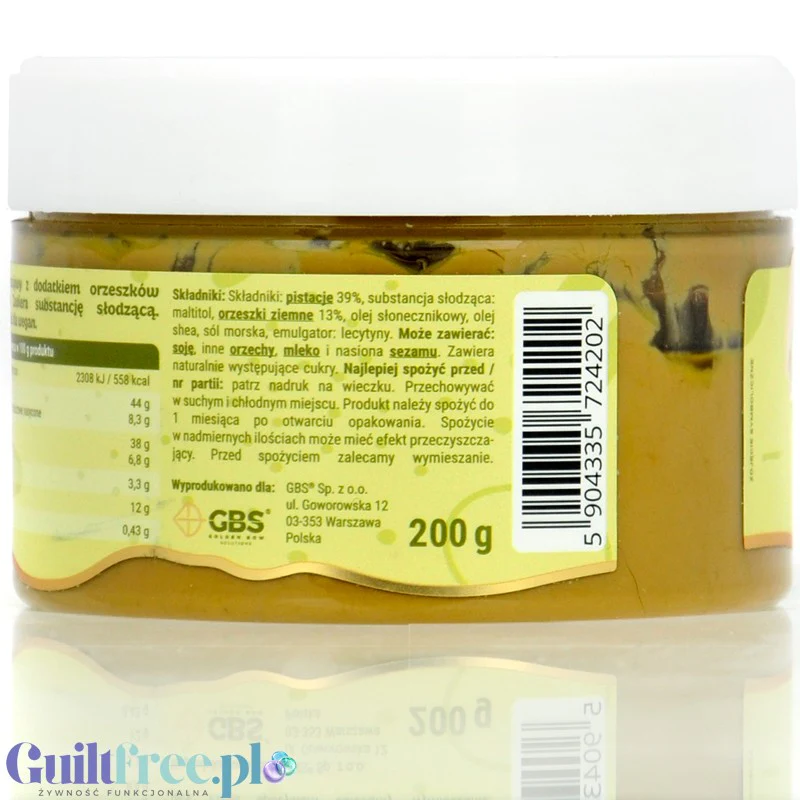 GBS Krem Pistacjowy z Kawałkami Orzeszków - wegański krem pistacjowy z orzeszkami ziemnymi bez cukru i bez oleju palmowego - Image 3