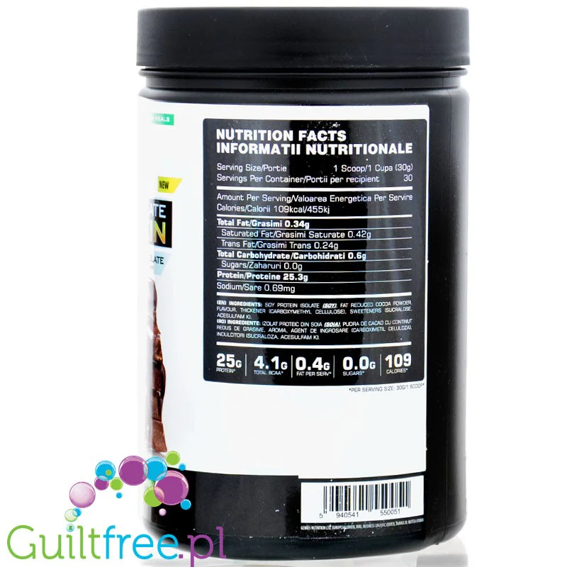 Genius Nutrition ® Vegan Soy Protein Isolate Vanilla 0,9kg - wegańska odżywka białkowa zero cukru, izolat białka sojowego - Image 3