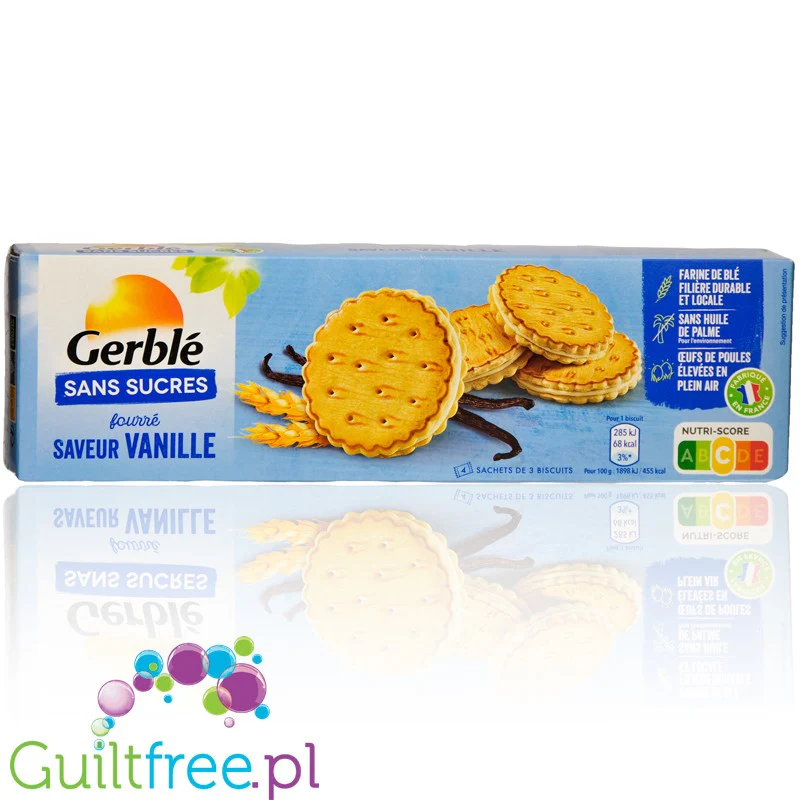 Gerblé Fourrés Vanille - kruche markizy z kremem waniliowym bez dodatku cukru i bez oleju palmowego