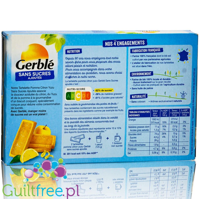 Gerblé Tartelette  Pomme Citron Yuzu - kruche tartaletki z nadzieniem jabłkowo-cytrynowym bez dodatku cukru - Image 4