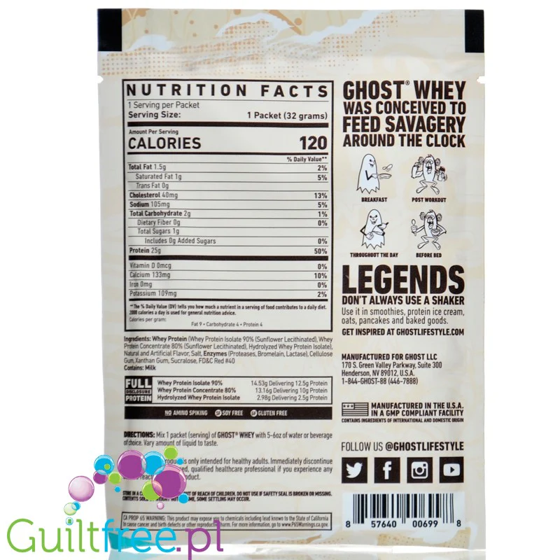 Ghost 100% Whey Peanut Butter Cereal Milk KRÓTKA DATA - odżywka białkowa z WPI, WPH i kompleksem enzymów - Image 2