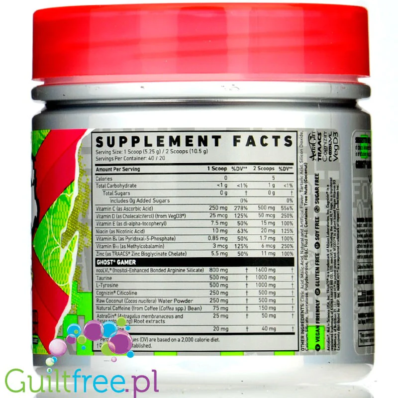 Ghost® Gamer Warheads Sour Watermelon 210g - formuła gamingowa - Image 2