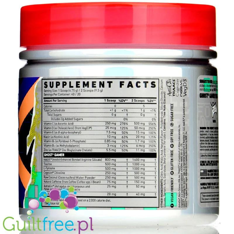 Ghost® Gamer Peach 190g - suplement dla graczy i e-sportowców - Image 2