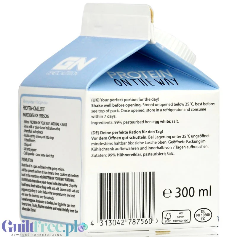 GN Labs Protein On The Way, Natural - 30g białka w 135kcal, pasteryzowane białka jaj do omletów - Image 4