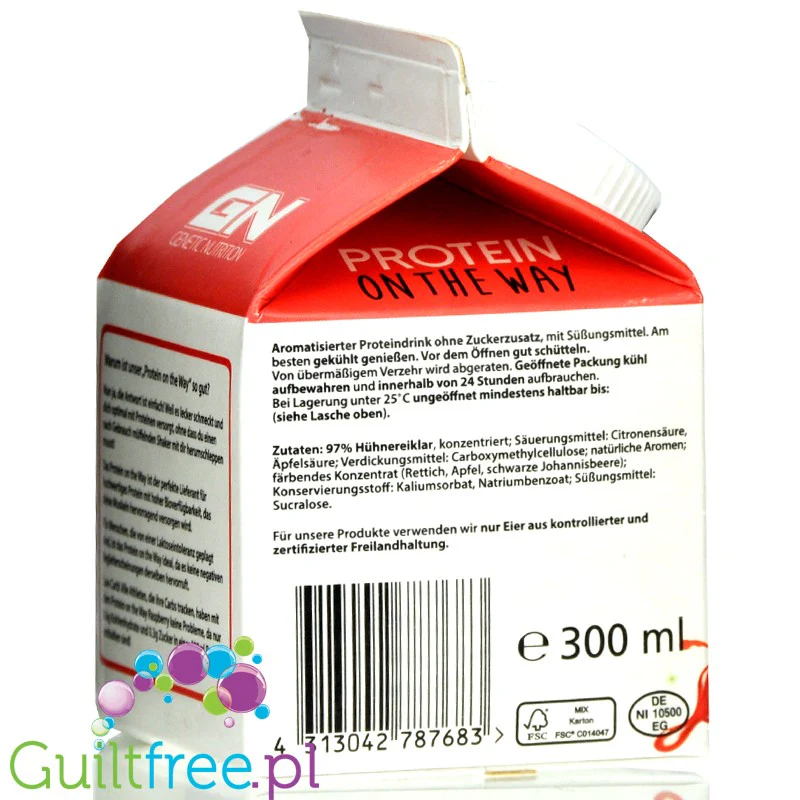 GN Labs Protein On The Way, Raspberry - 30g białka w 140kcal, bezlaktozowy szejk białkow na bazie białek jaj - Image 2
