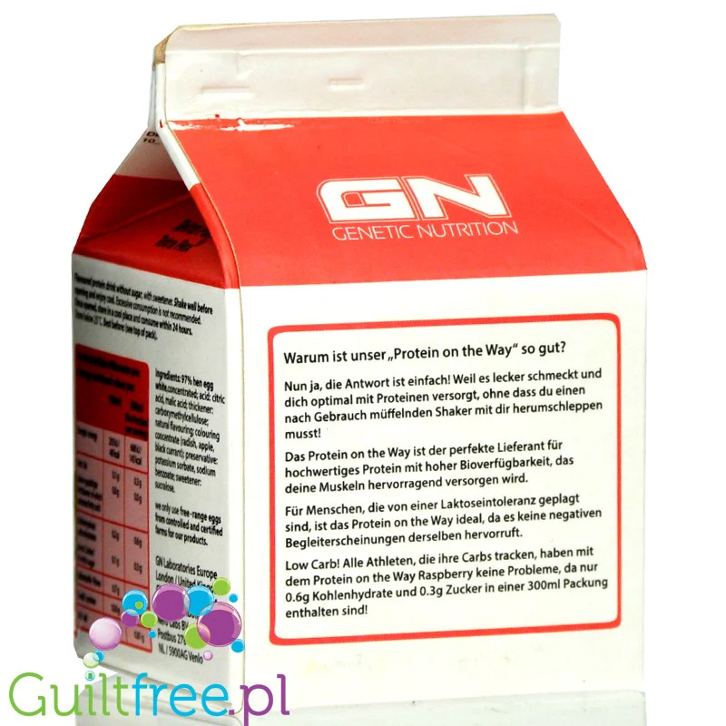 GN Labs Protein On The Way, Raspberry - 30g białka w 140kcal, bezlaktozowy szejk białkow na bazie białek jaj - Image 3