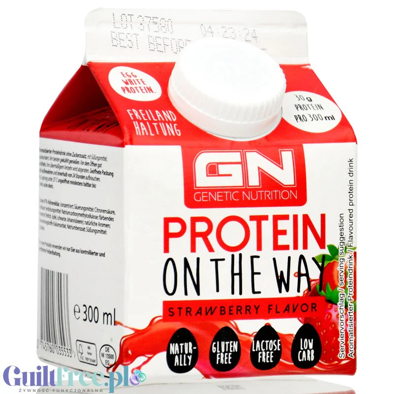 GN Labs Protein On The Way, Strawberry - 30g białka w 140kcal, bezlaktozowy szejk białkow na bazie białek jaj