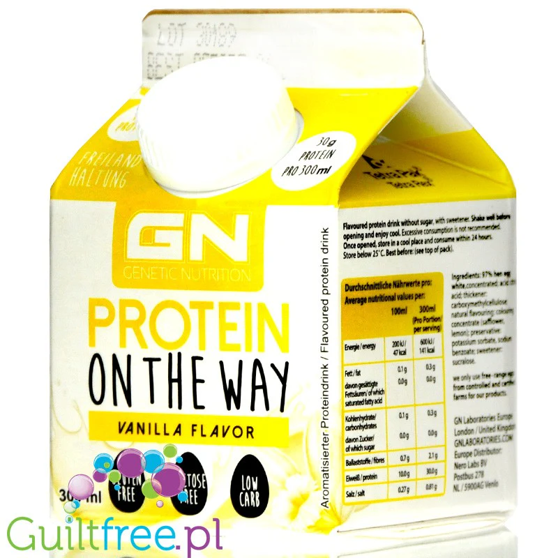 GN Labs Protein On The Way, Vanilla - 30g białka w 140kcal, bezlaktozowy szejk białkow na bazie białek jaj