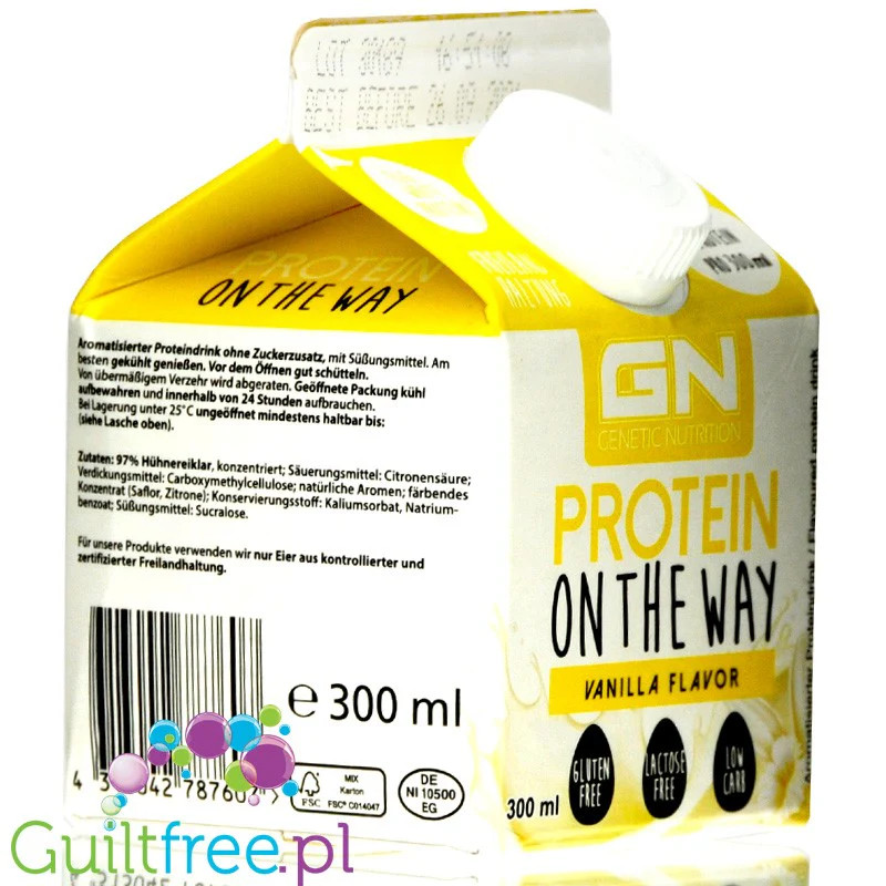 GN Labs Protein On The Way, Vanilla - 30g białka w 140kcal, bezlaktozowy szejk białkow na bazie białek jaj - Image 2