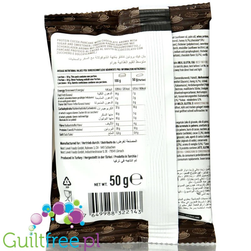 Go Fitness Protein Double Chocolate Pancake - czekoladowy naleśnik białkowy z masą czekoladową 164kcal - Image 2