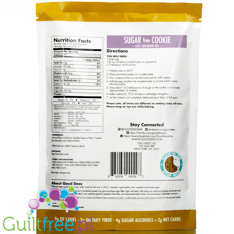 Good Dee's Low Carb Cookie - mieszanka do przygotowania keto herbatników bez cukru i glutenu - Image 2