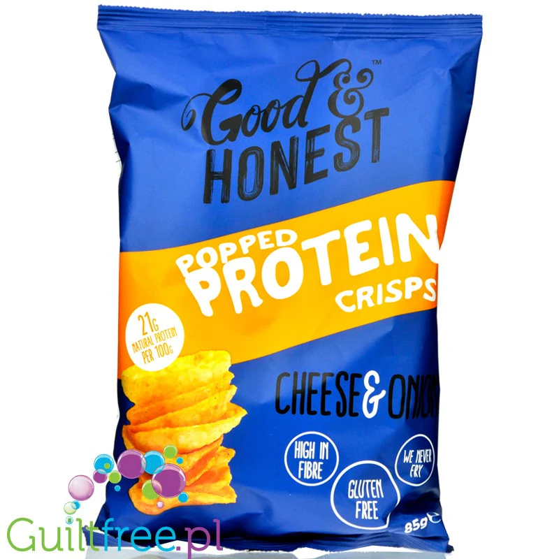 Good & Honest Pop Protein Crisps Cheese & Onion - chipsy proteinowe o smaku serowo-cebulowym