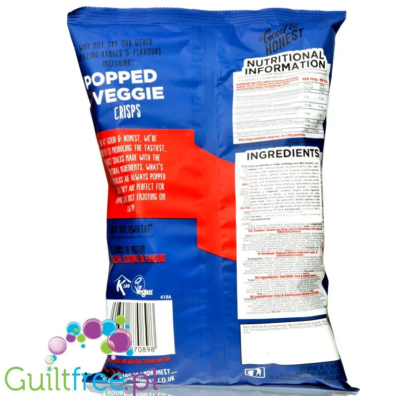 Good & Honest Pop Protein Crisps Sweet BBQ - wegańskie chipsy proteinowe o smaku BBQ - Image 2