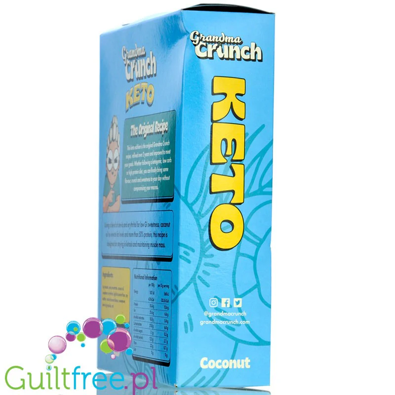 Grandma Crunch Keto Cereal Coconut - wegańskie płatki śniadaniowe bez cukru 50% białka - Image 2