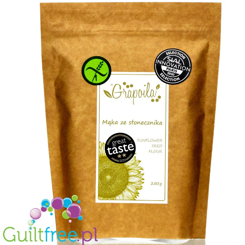 Grapoila Sunflower - bardzo odtłuszczona mąka słonecznikowa, tylko 2% węglowodanów